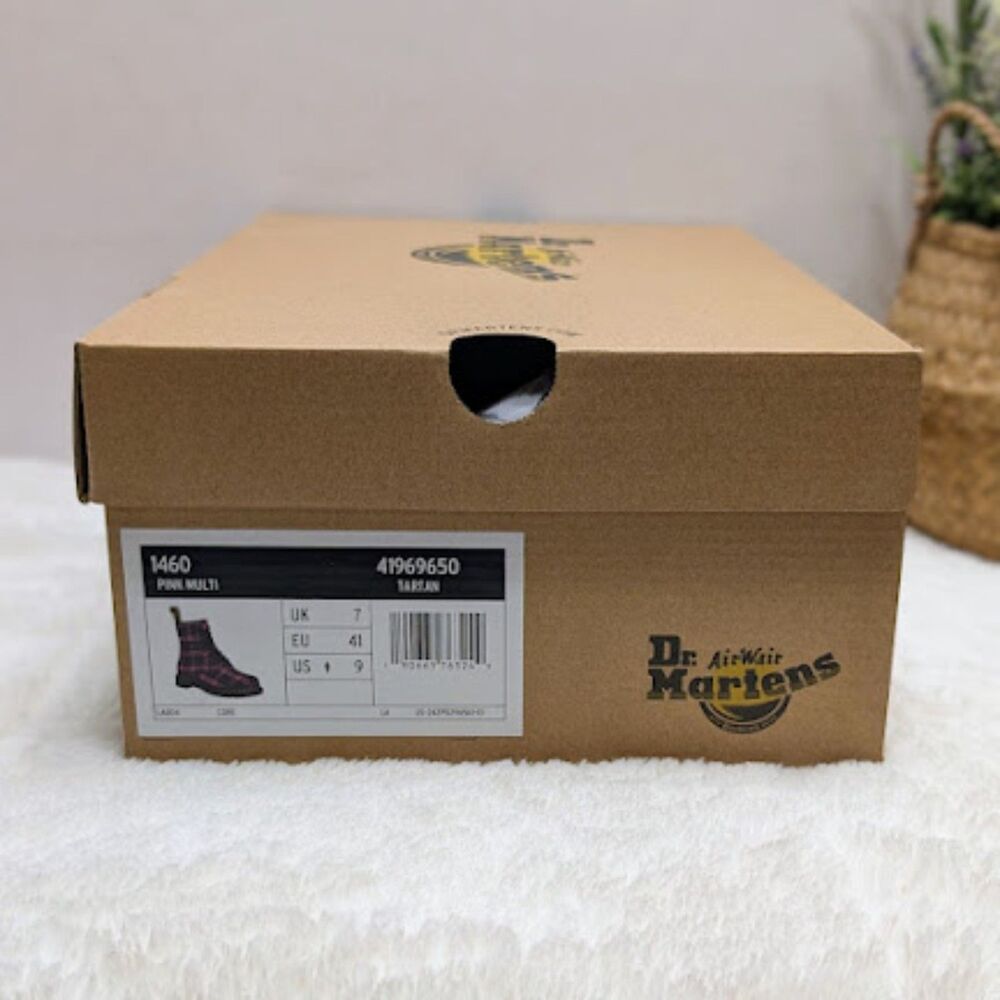 Dr. Martens 1460 Pink Multicolor Plaid Tartan Lace Up Boots Women's 9 UK 7 NIB - Picture 12 of 13